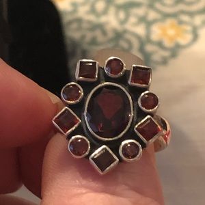 Garnet in sterling silver ring, size 7.75